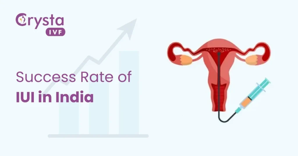 success rate of IUI in India with a graphic of a uterus and syringe alongside a rising graph